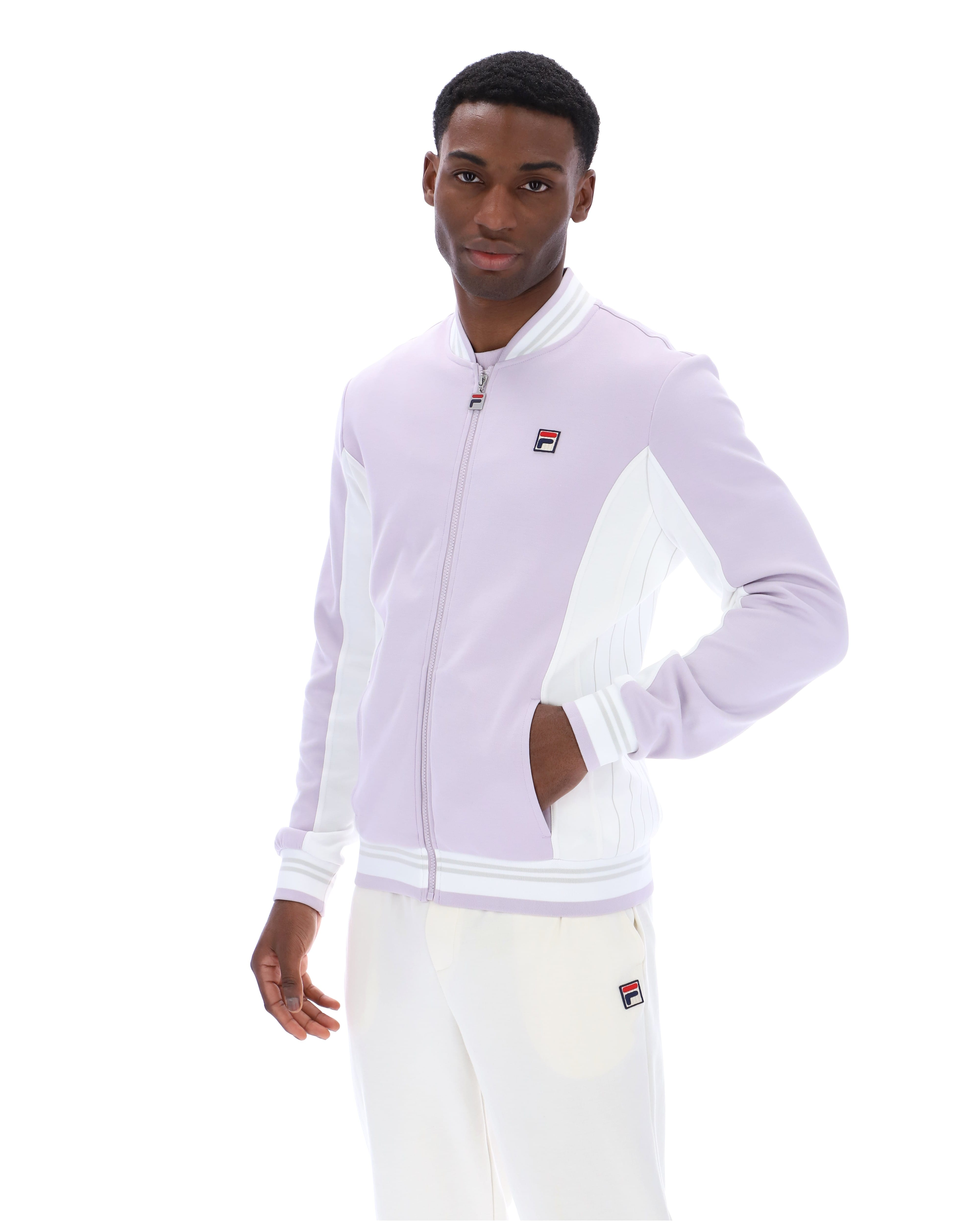 Settanta Baseball Track Jacket in Misty Lilac/Dawn Blue/White
