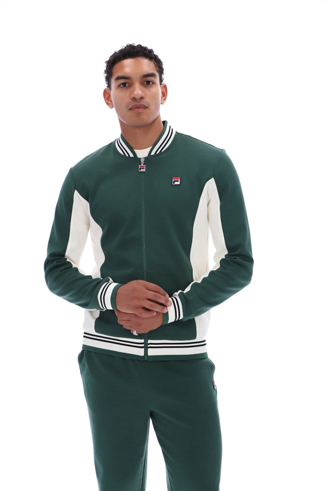 Settanta Baseball Track Jacket in Pine Needle/Gardenia/Black