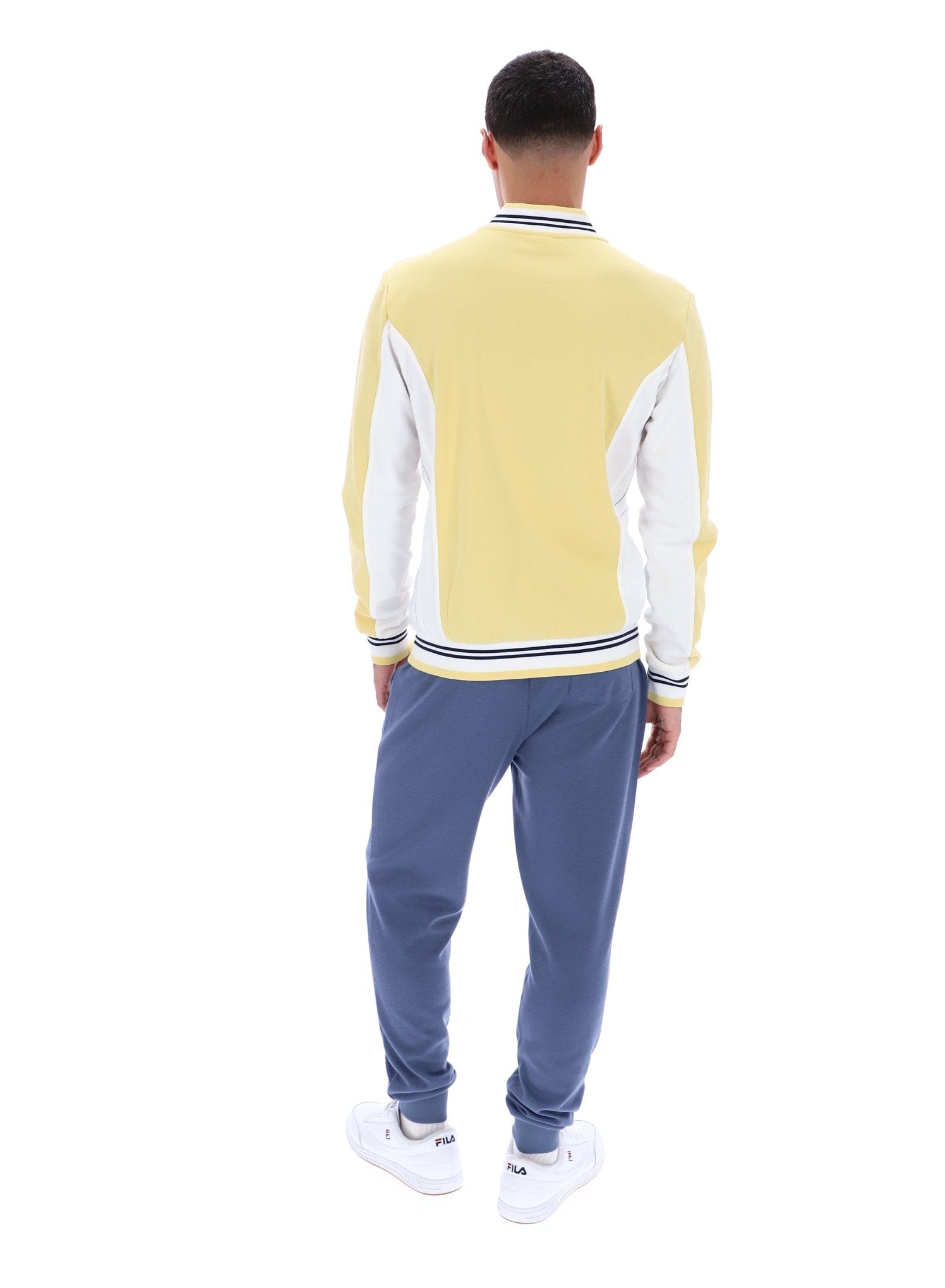 Settanta Baseball Track Jacket in Raffia/White/Fila Navy