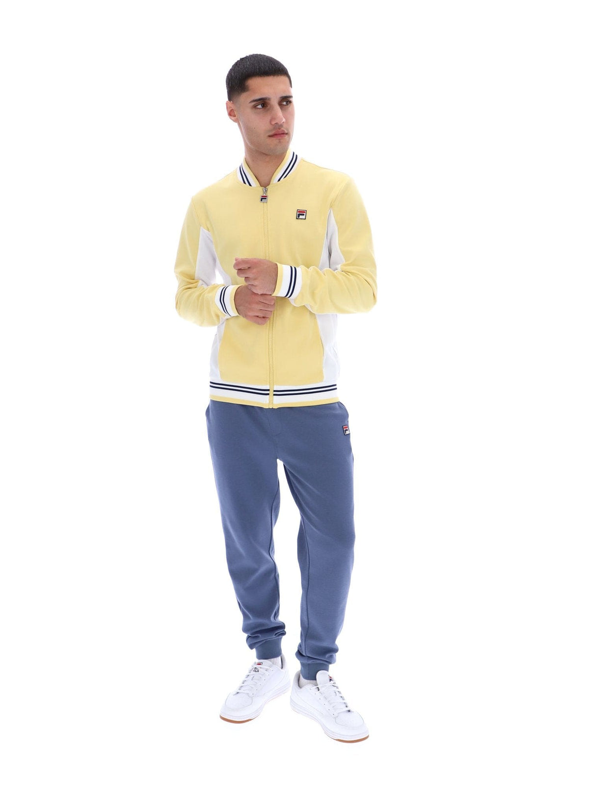 Settanta Baseball Track Jacket in Raffia/White/Fila Navy — Golden Age ...