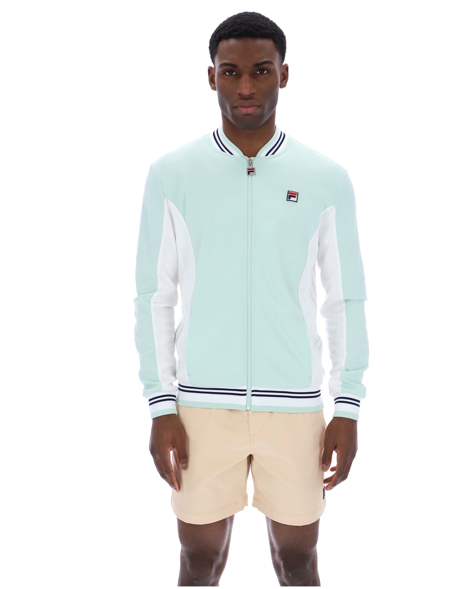 Settanta Baseball Track Jacket in Surf Spray/White/Fila Navy