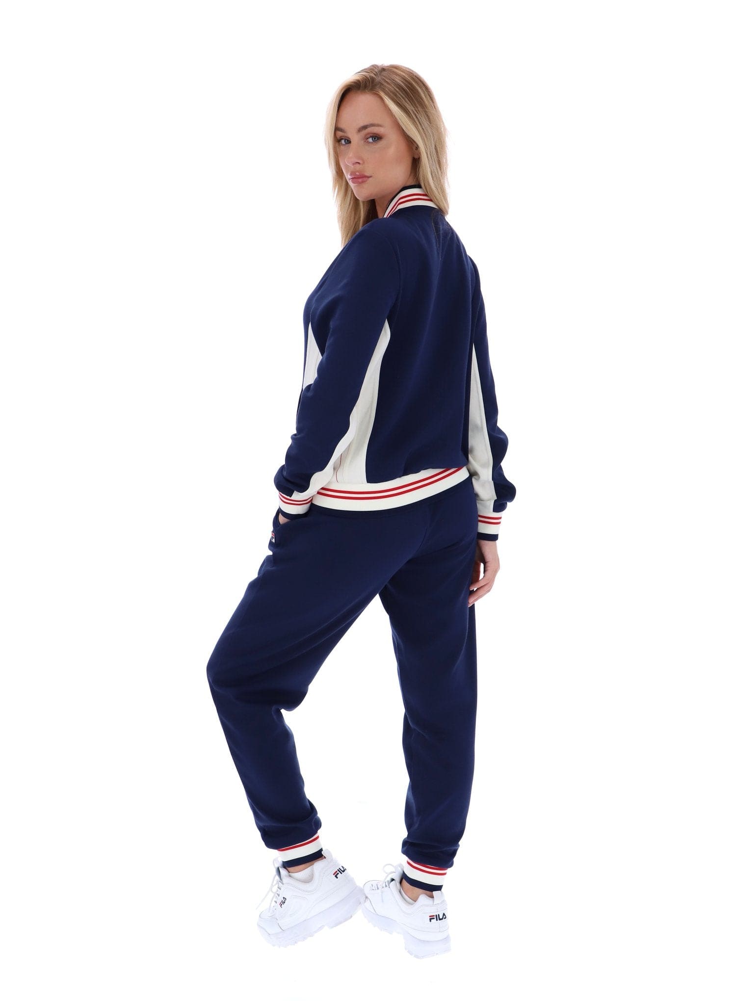Silvana Iconic Baseball Track Top in Fila Navy/Gardenia/Fila Red
