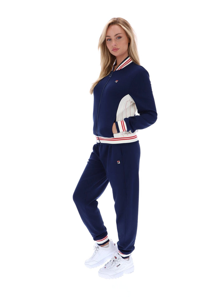 Silvana Iconic Baseball Track Top in Fila Navy/Gardenia/Fila Red