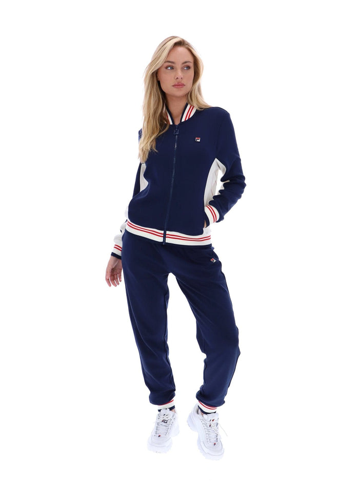 Silvana Iconic Baseball Track Top in Fila Navy/Gardenia/Fila Red