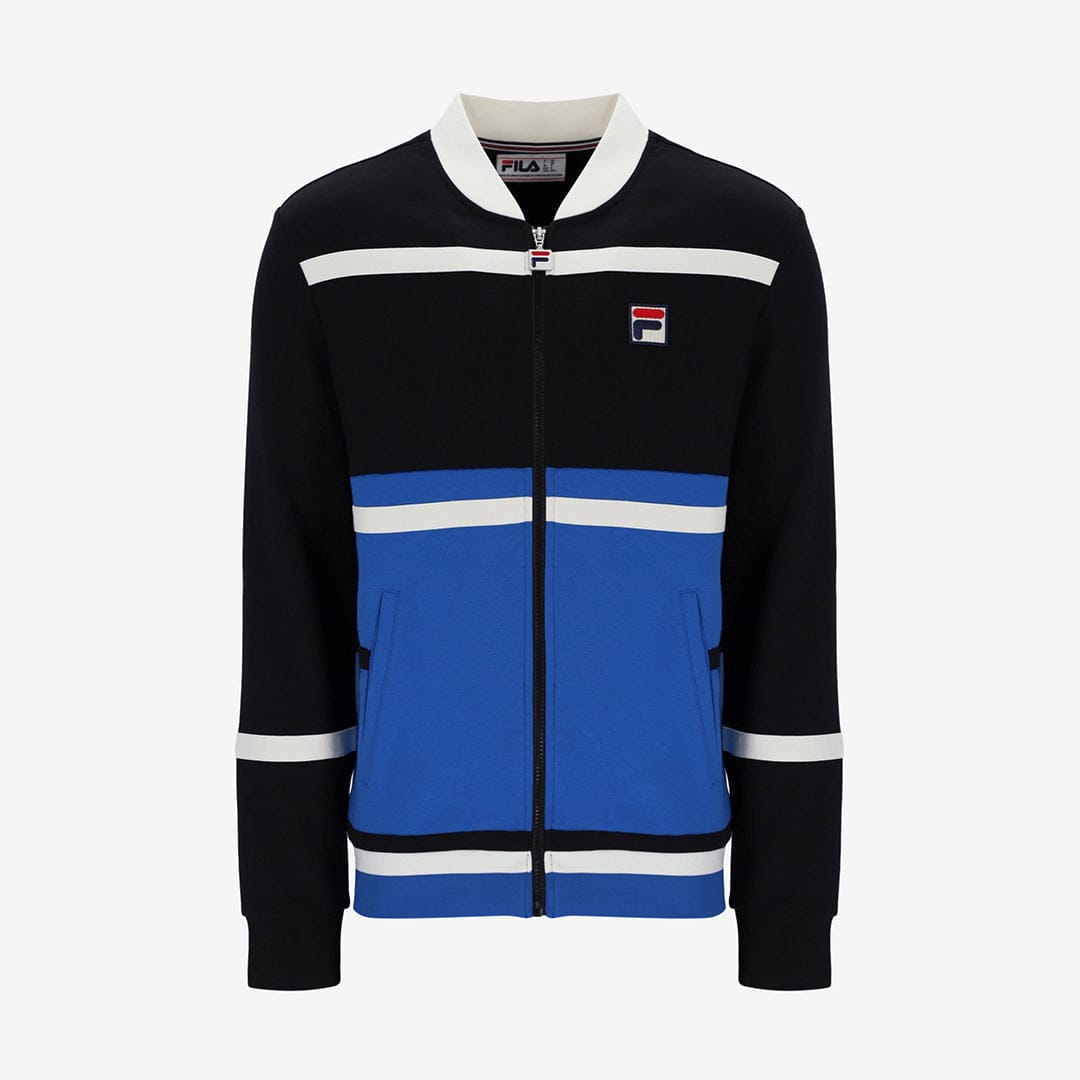 Stefan Archive Cut And Sew Track Jacket In Black/Turkish Sea/Gardenia