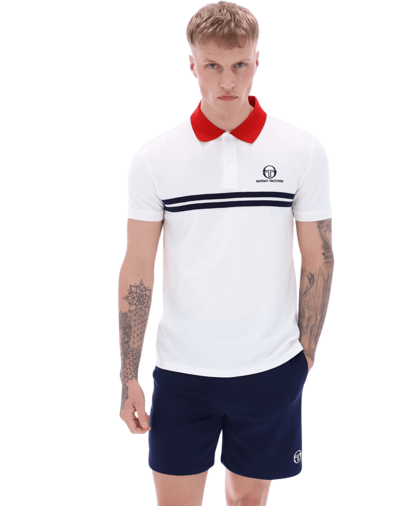 Supermac Polo Polo Shirt In White/Adrenaline Rush — Golden Age of Tennis