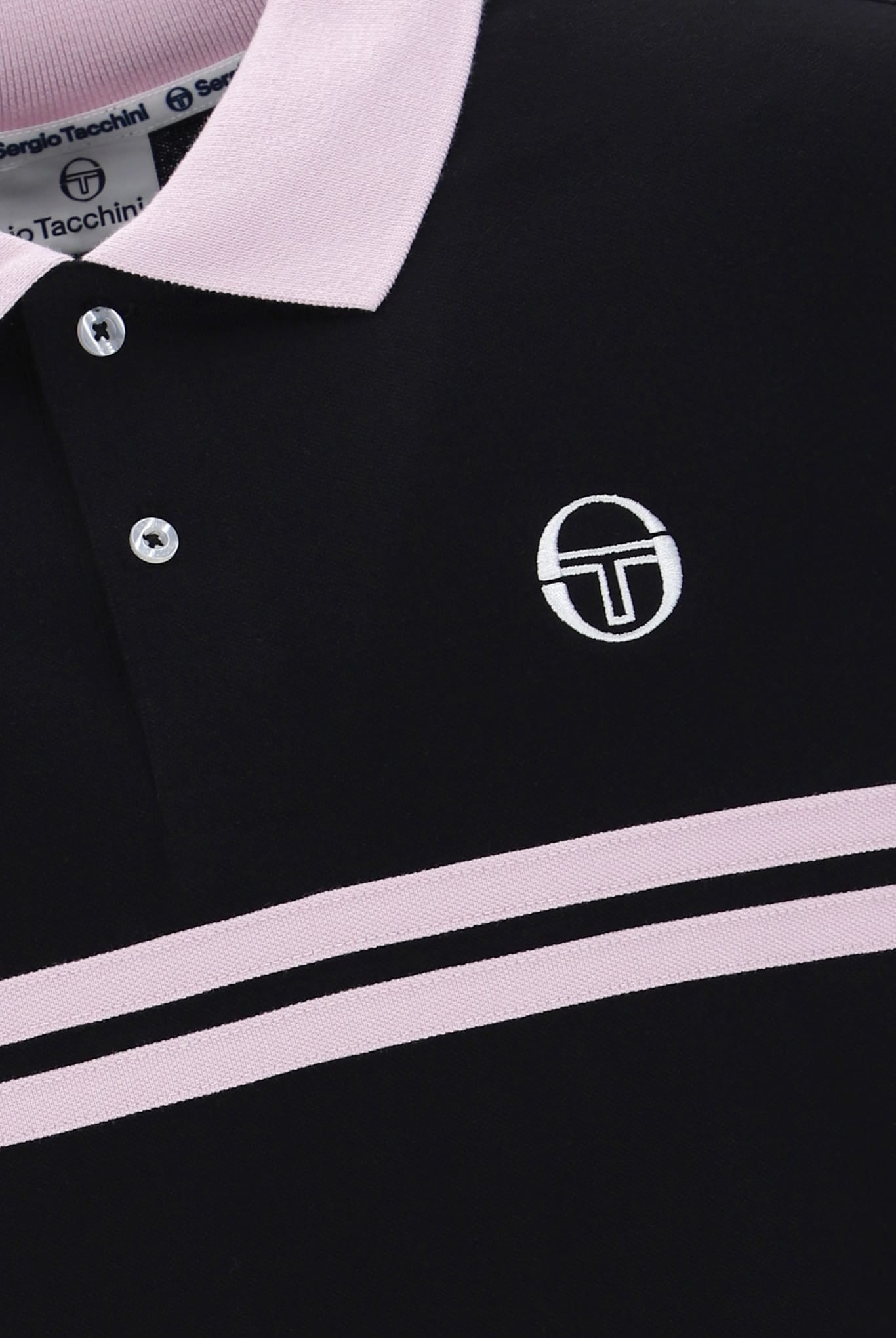 Supermac Polo Shirt in Black/Light Lilac/White