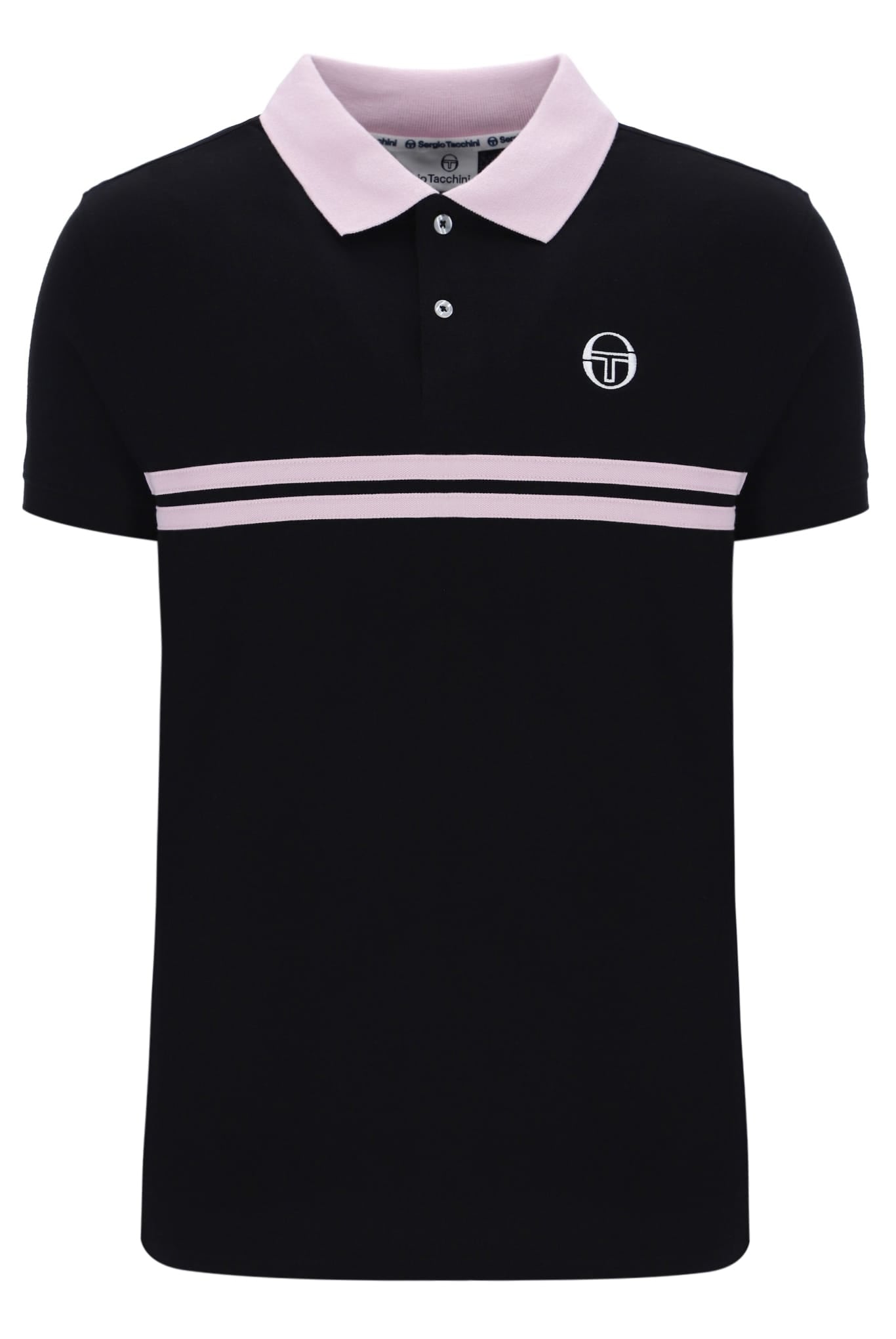 Supermac Polo Shirt in Black/Light Lilac/White