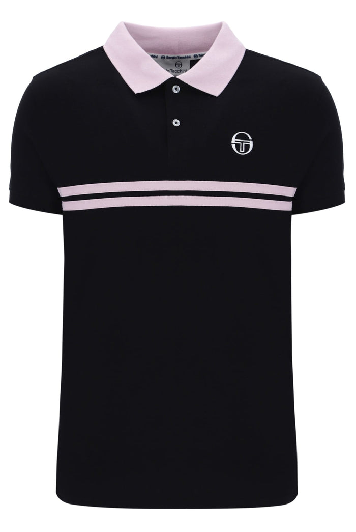 Supermac Polo Shirt in Black/Light Lilac/White