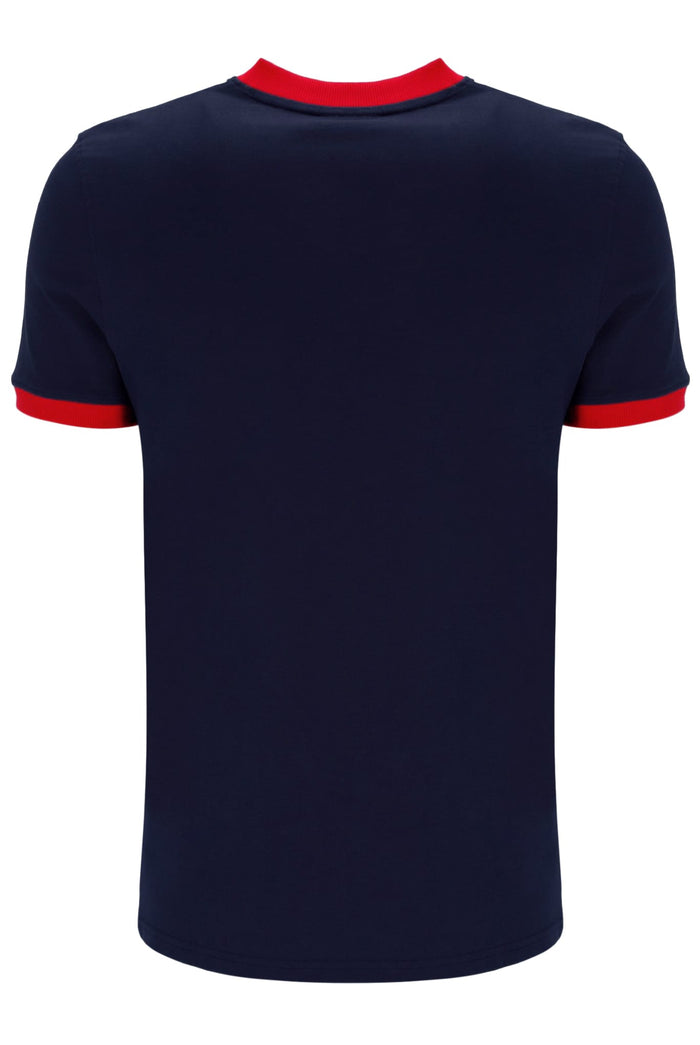 Supermac Tee in Martime Blue/Adrenalin Rush/White