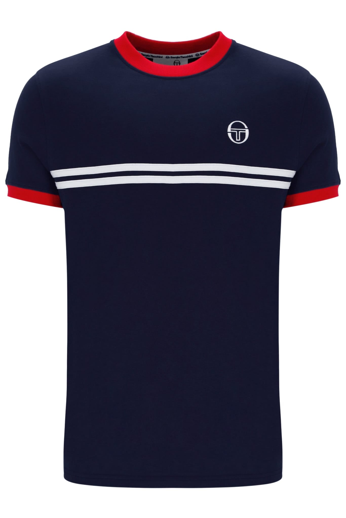 Supermac Tee in Martime Blue/Adrenalin Rush/White