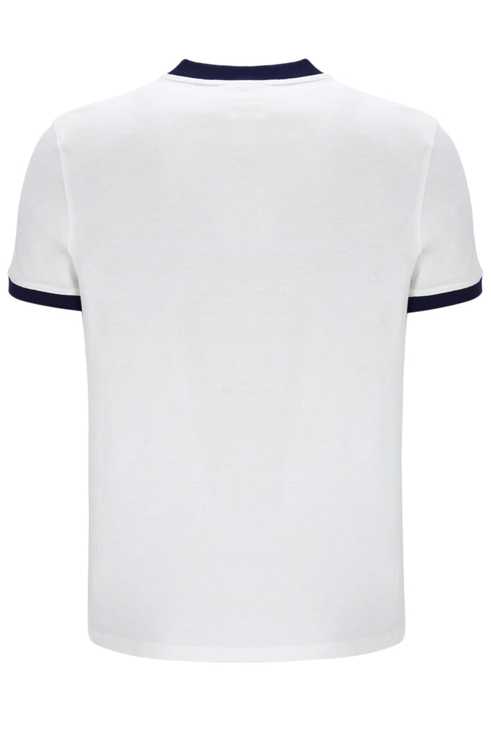 Supermac Tee in White/Martime Blue/Adrenalin Rush