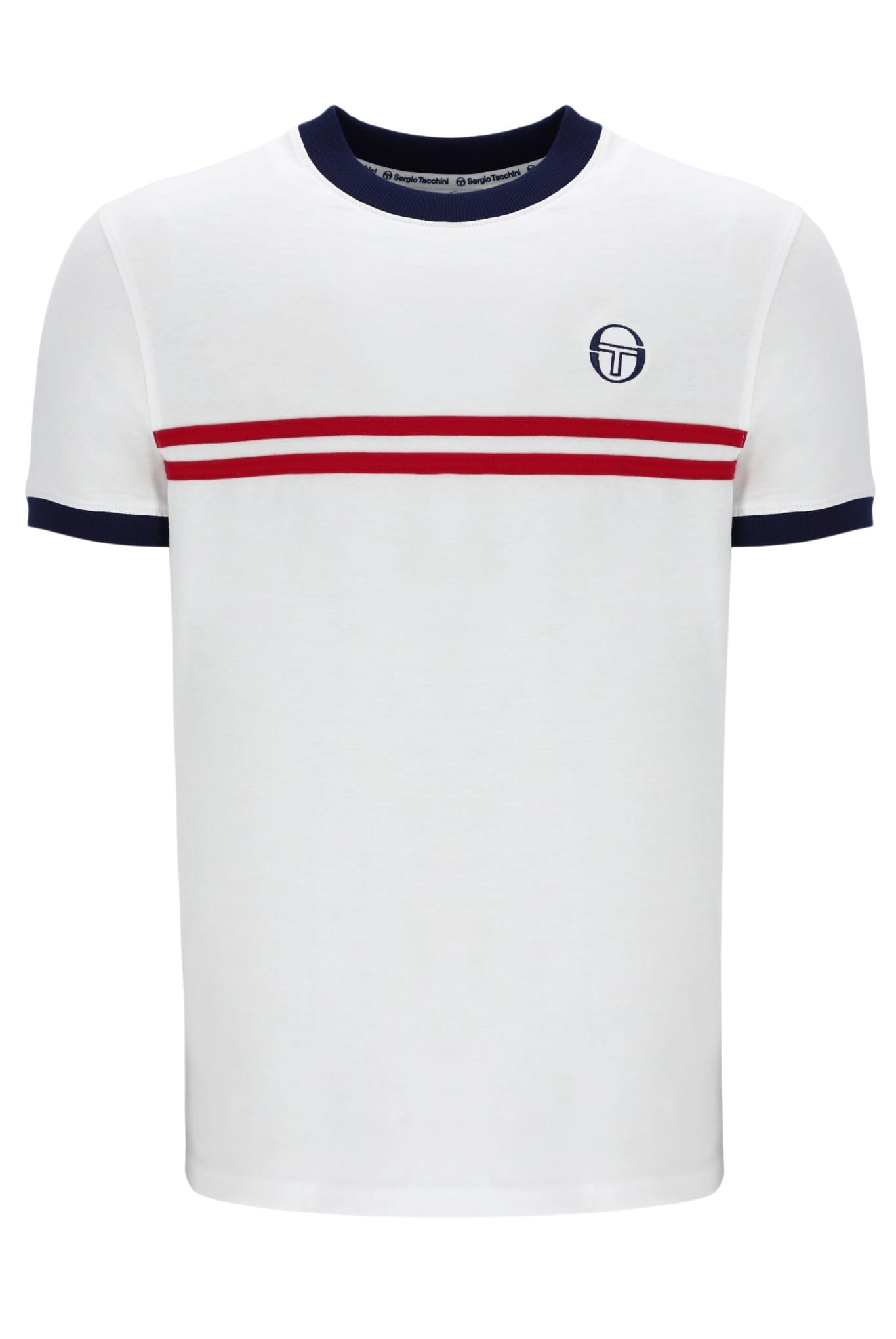 Supermac Tee in White/Martime Blue/Adrenalin Rush