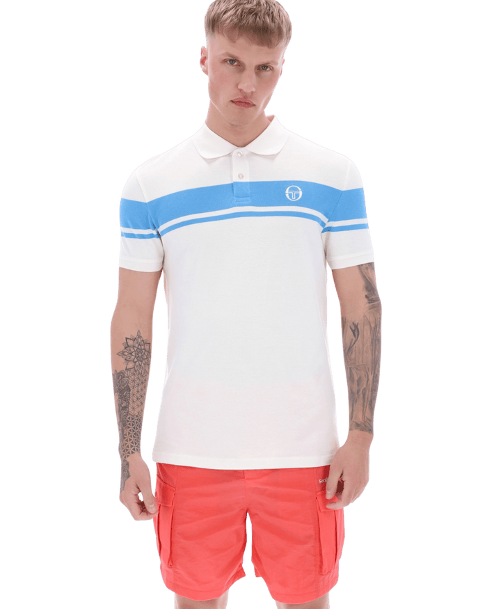 Young Line Polo Polo Shirt In Gardenia/Azure Blue