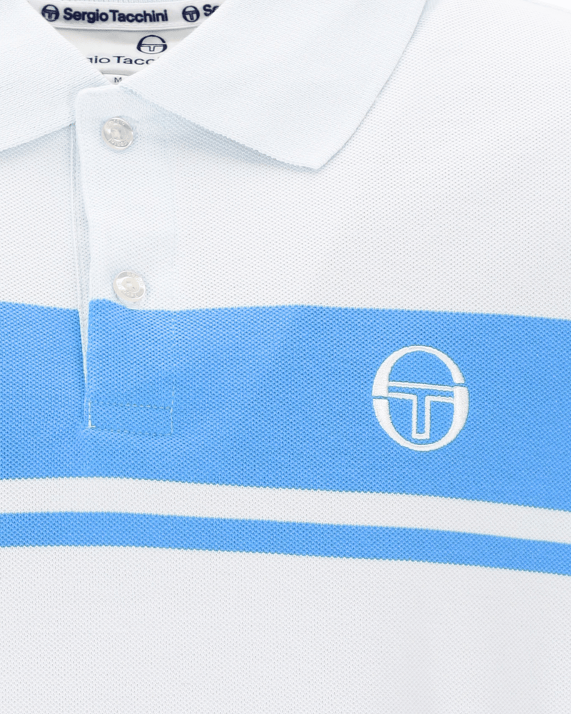 Young Line Polo Polo Shirt In Gardenia/Azure Blue