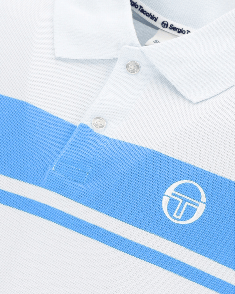 Young Line Polo Polo Shirt In Gardenia/Azure Blue