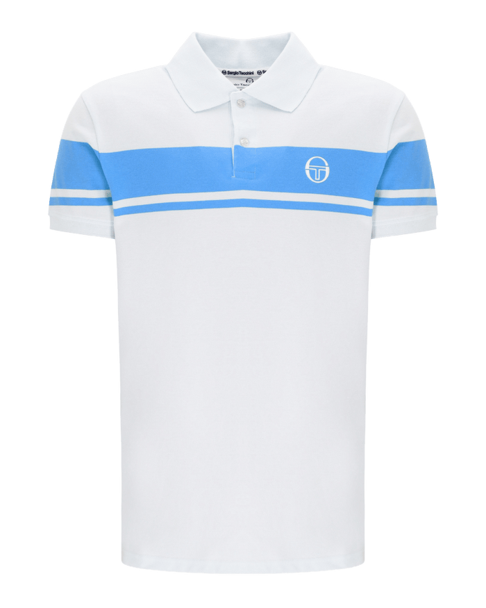 Young Line Polo Polo Shirt In Gardenia/Azure Blue
