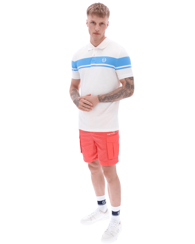 Young Line Polo Polo Shirt In Gardenia/Azure Blue