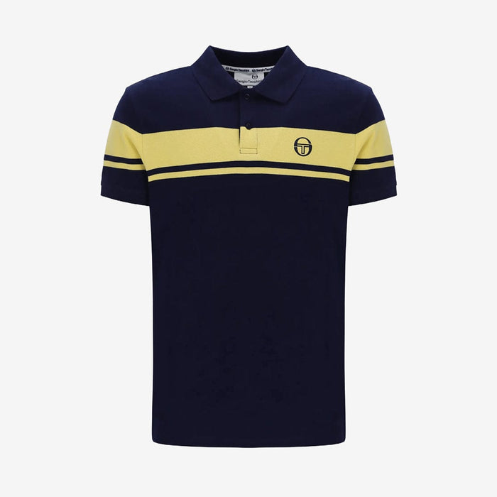 Young Line Polo Shirt in Maritime Blue / Lemon Drop
