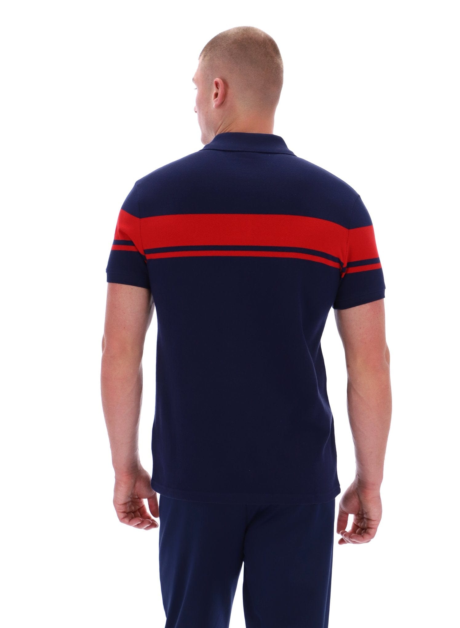 Young Line Polo Shirt in Martime Blue/Adrenaline Rush