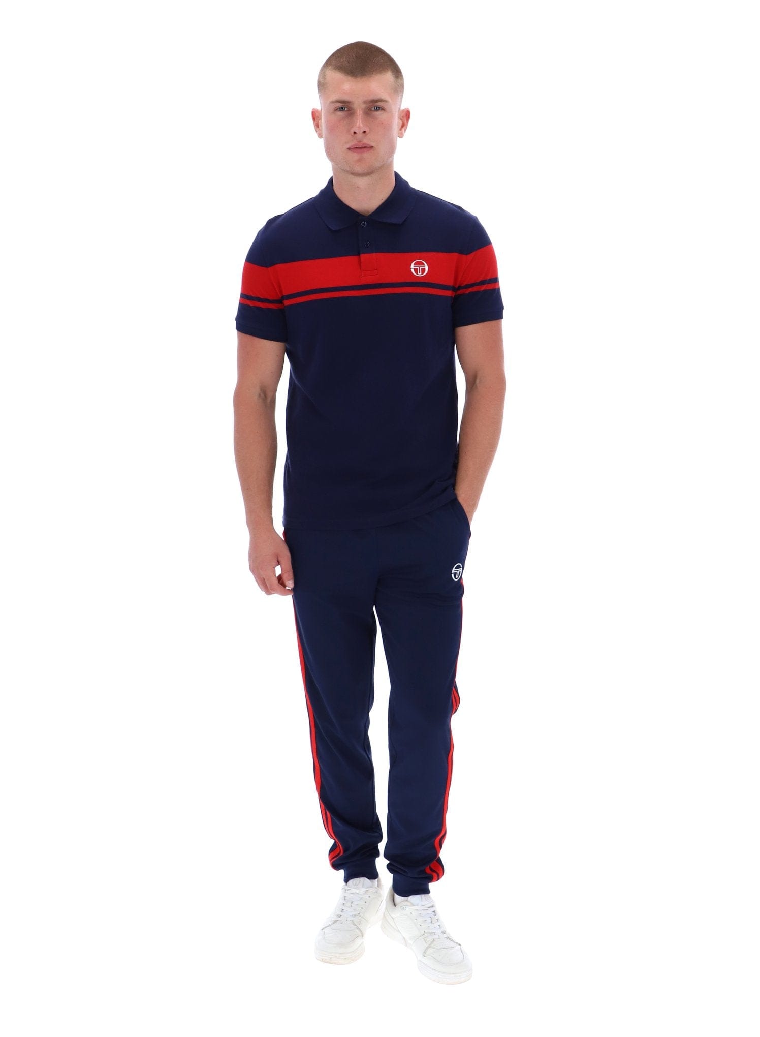 Young Line Polo Shirt in Martime Blue/Adrenaline Rush