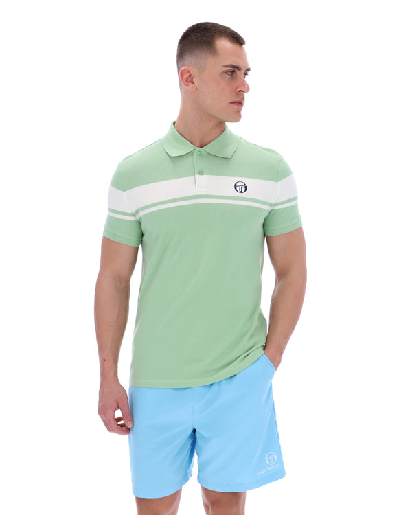 Young Line Polo Shirt in Quiet Green/Gardenia